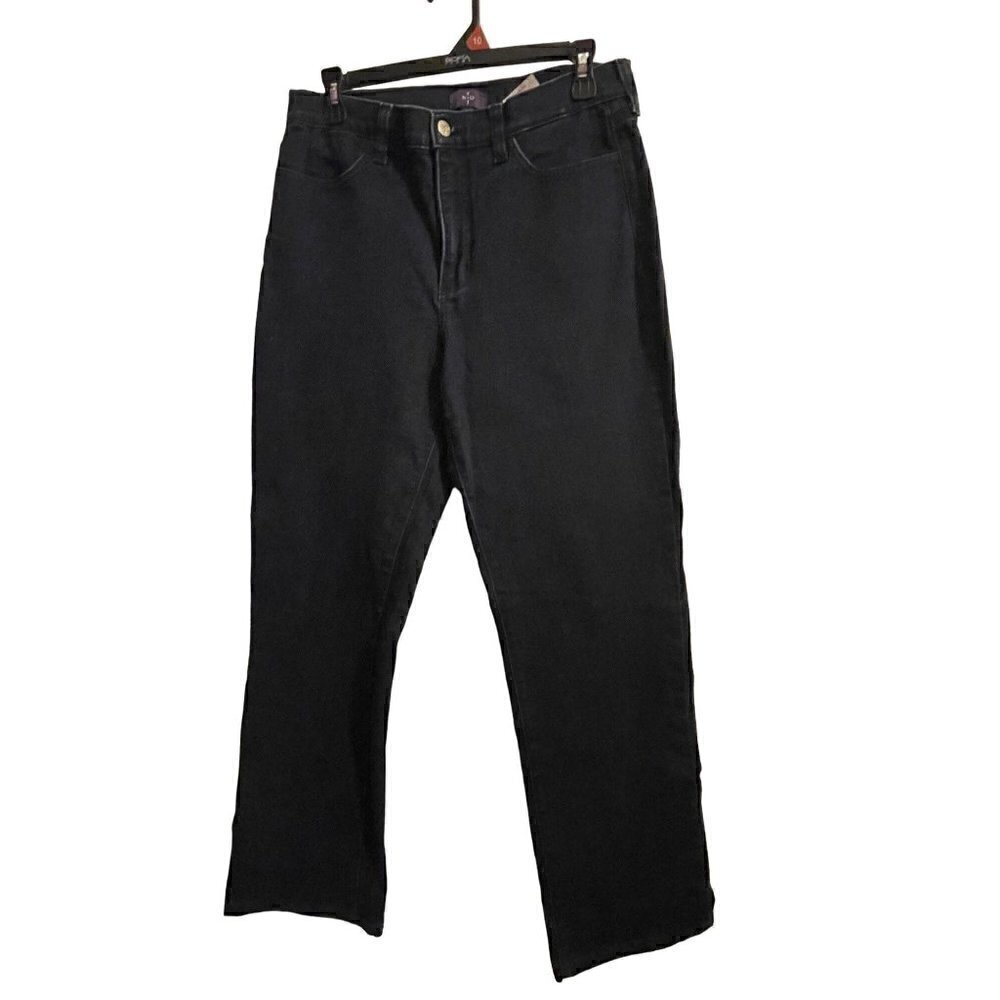 NYJD Women's Lift Tuck Technology Dark Wash Bootcut Pocket Detail Size 12